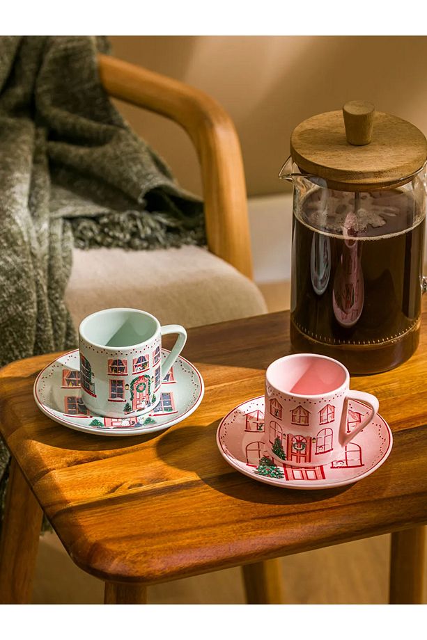 LCW HOME Pembe Baskılı 2 Kişilik Porselen Kahve Fincan Takımı 90 Ml - 1