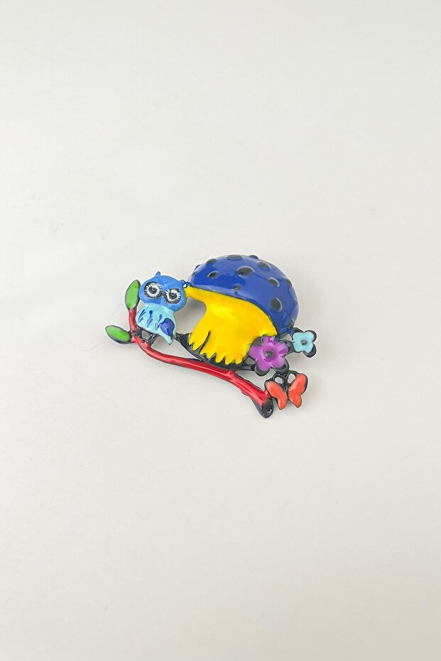 Renkli Mineli Sevimli Mantar Broş (5cm) - 2