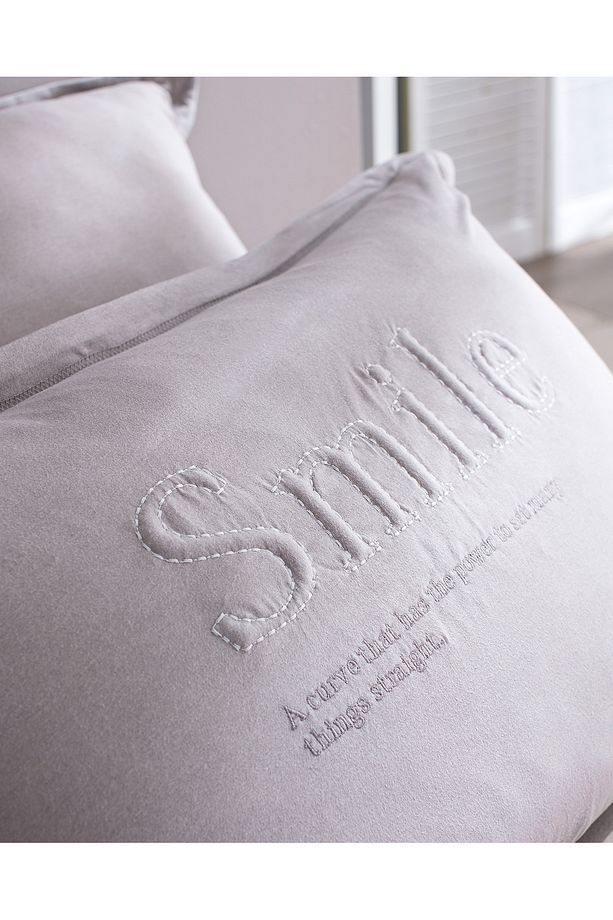 Cassis Cotton Tek Kişilik Comforter Set - Gri - 5