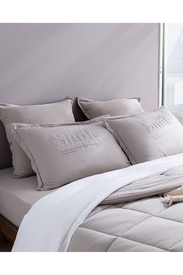 Cassis Cotton Tek Kişilik Comforter Set - Gri - 4
