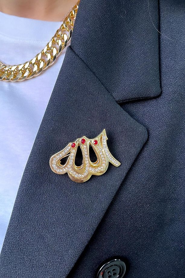 Allah Yazılı Taşlı Broş - 1