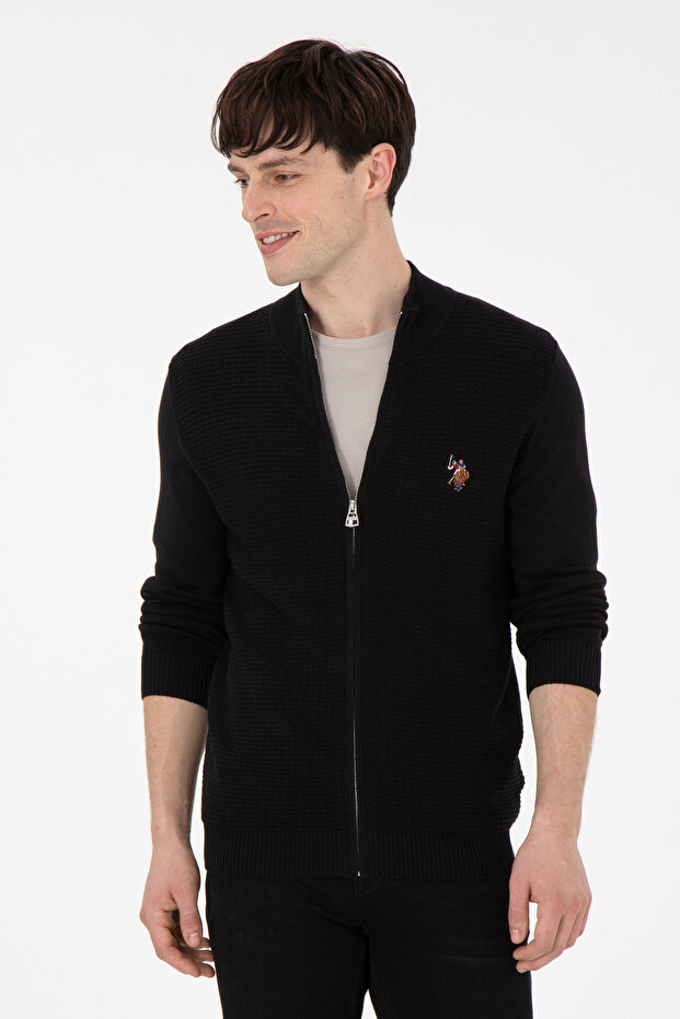 Men's Black Basic Knitwear Cardigan 50288871 -Vr046