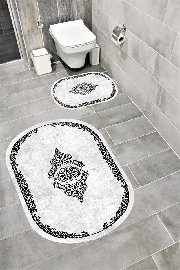 Water Resistant Digital Printed Bath Mat Set with Non-Slip Base