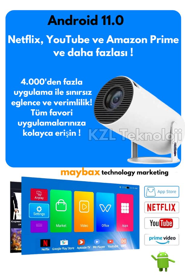 Taşınabilir Sinema Projeksiyon 720P  BT5.0 Wİ-Fİ6 Ekran Yansıtma 10.000 Oyun Kablosuz 2 Joystick - 4