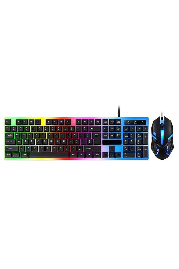 Kablolu USB Türkçe Q Multi Fonksiyonlu 104 Tuş Reinbow Aydınlatmalı Gaming Oyuncu Klavye Mouse Set - 2