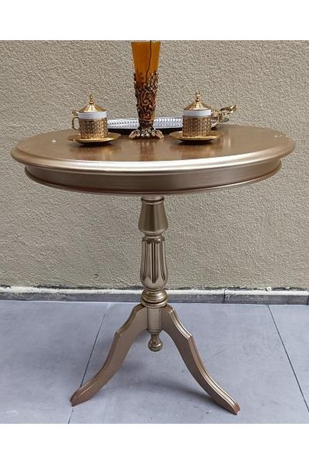Fiskos Sehpa Eko 90501 Baba 3 Ayak 60cm Hareketli Mdf Tabla Parlak Gold El Yapm - 4