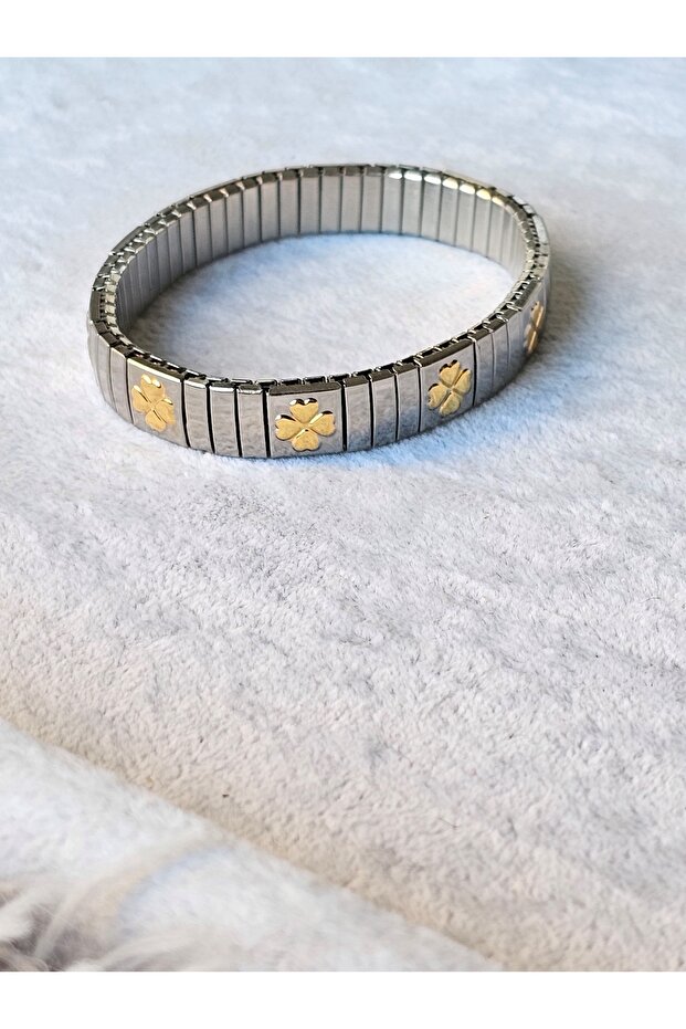 Flexible Gold Silver in One Stainless Steel Bracelet