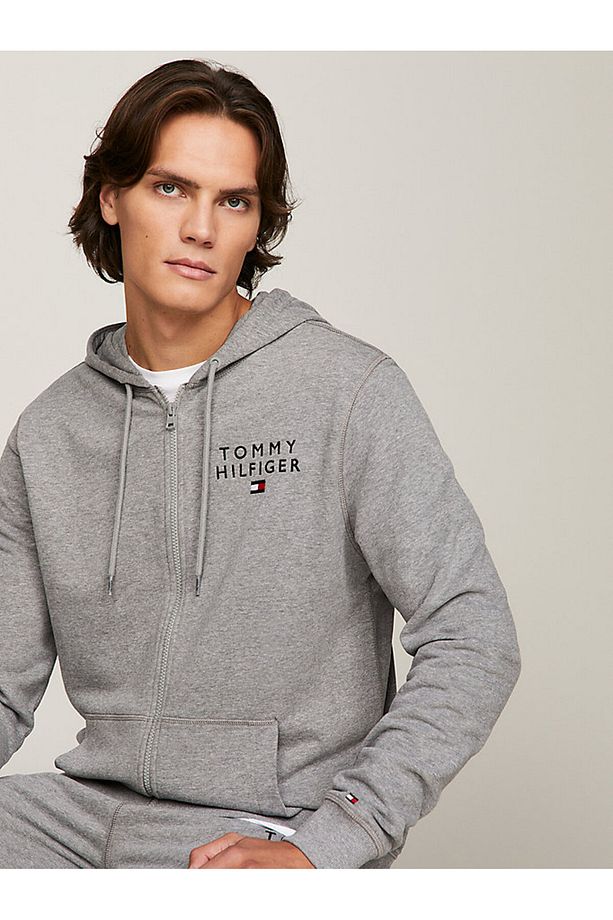 Erkek Göğüste Marka Logolu Ful Fermuarlı Kapüşonlu Gri Sweatshirt Um0um02879-p4a - 3