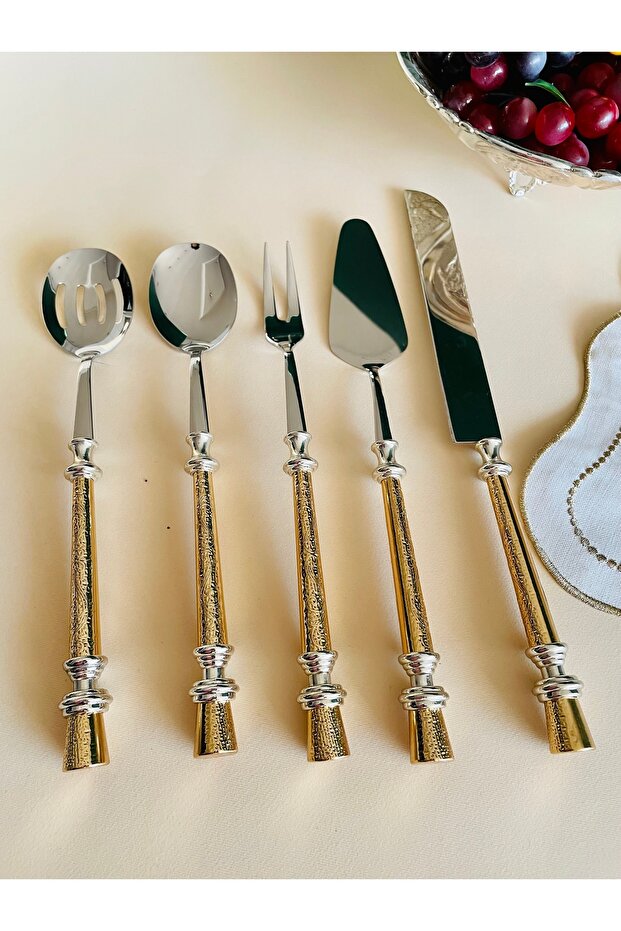 Çelik 5 Parça Gold Servis Seti - 4