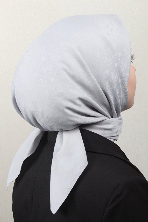 Pamuklu Eşarp 4105-3 Gümüş - 4