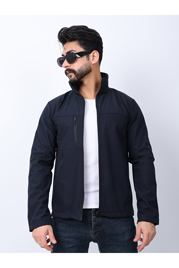 Men's Softshell Winter Outdoor Zipper Pocket Wind and Water-Proof Coat with Inner Shirt