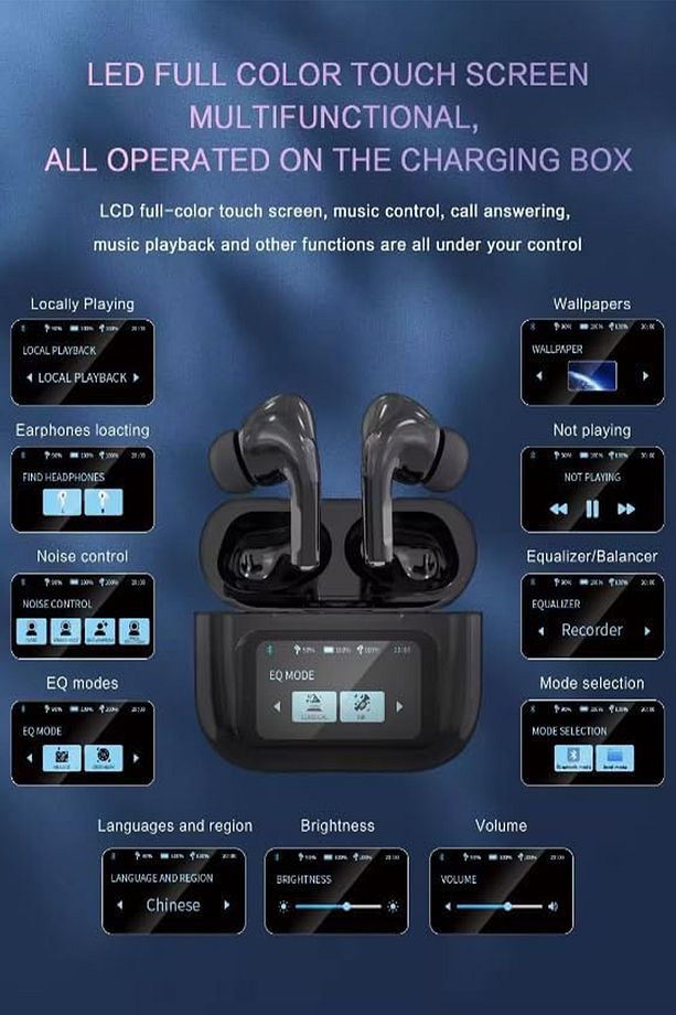 AirPro2 Anc Dokunmatik Ekranlı Bluetooth Kulaklık Tüm Telefonlara Uyumlu Kulaklık - 4