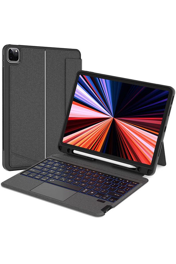 Ipad Pro 11 Inç 2024 M4 Uyumlu Keyboard Mag Touchpad Işıklı Standlı Trackpad Klavyeli Tablet Kılıfı - 1