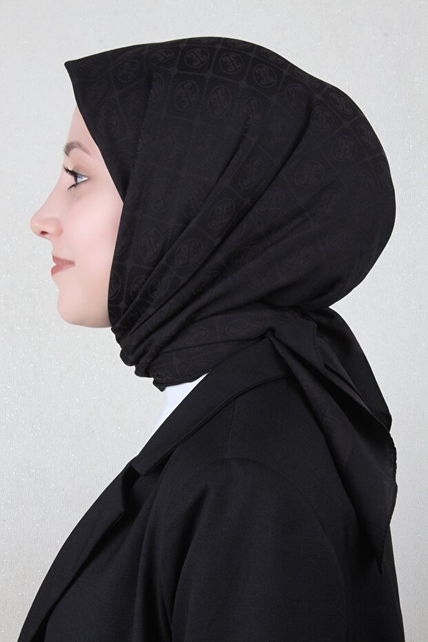 Pamuklu Eşarp 4105-17 Siyah - 2