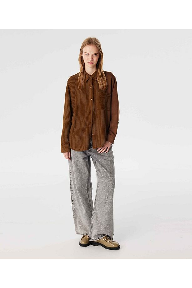 TRİKO MIX OVERSIZE GÖMLEK - 5