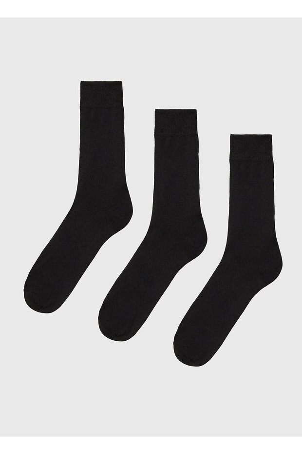 Men's Cotton 3-Piece Black Socks