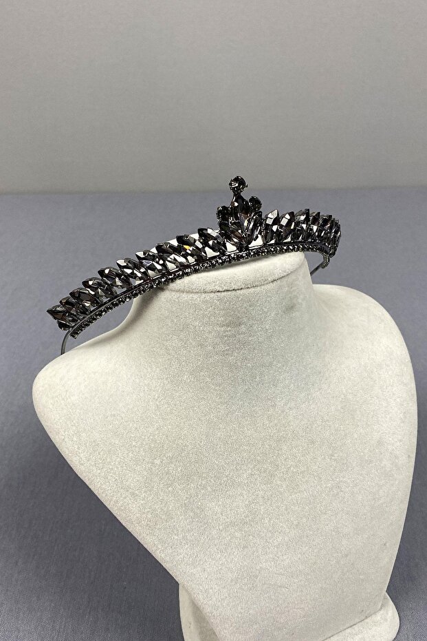 Anthracite Gray Thin Bridal Crown - Ece Model - 1