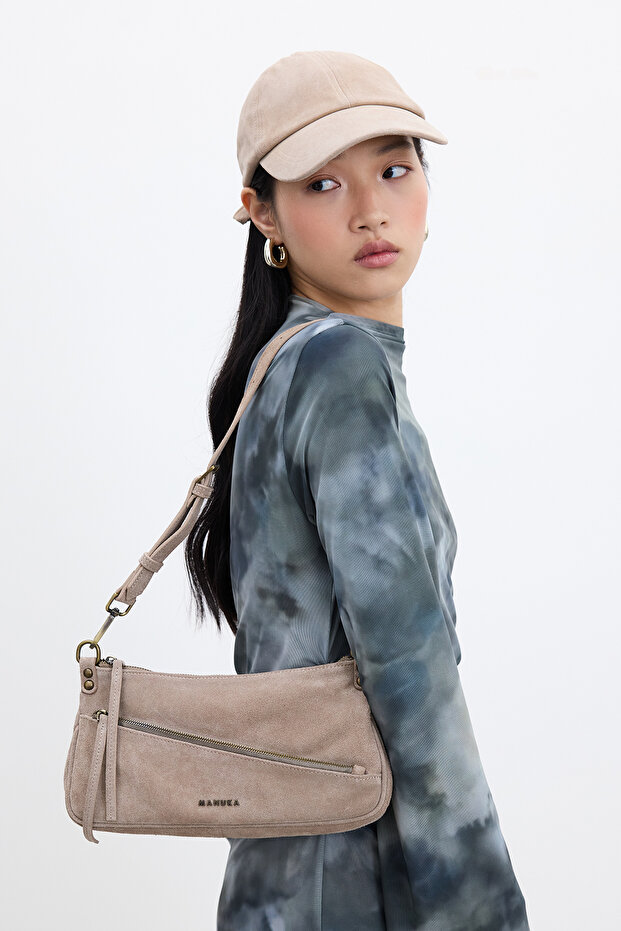 MARİ SÜET BAGET ÇANTA KUM - 3