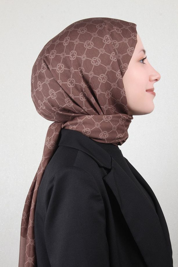 Elegance Monogram Şal 4108-1 Kahve - 2