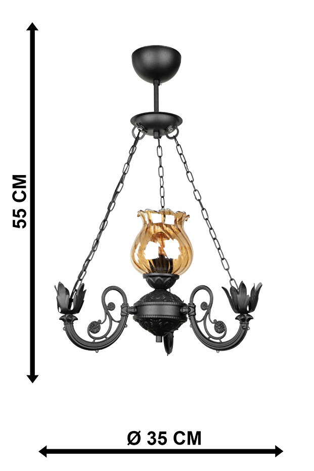 Buğlem Tekli Siyah Camlı Avize - 5