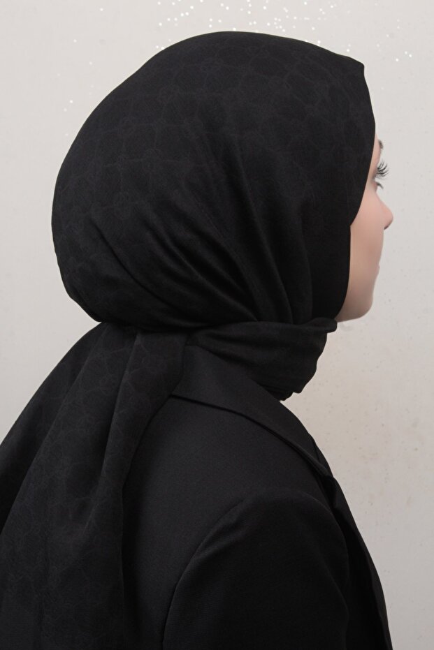 Elegance Monogram Şal 4108-16 Siyah - 2