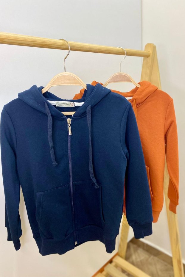 Woorage Unisex Children Hooded Cardigan 5367 Navy Blue
