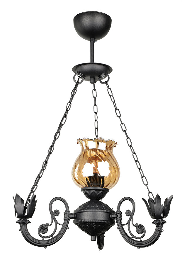 Buğlem Tekli Siyah Camlı Avize - 2