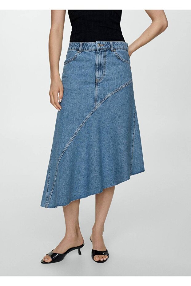 Asimetrik denim etek - 1