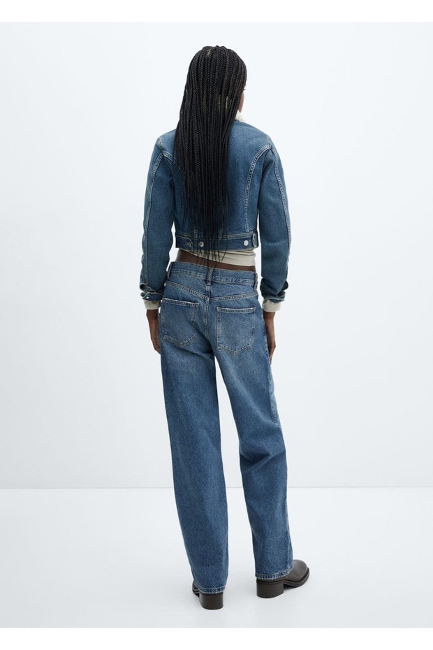 Kürk Yakalı Denim Ceket - 4