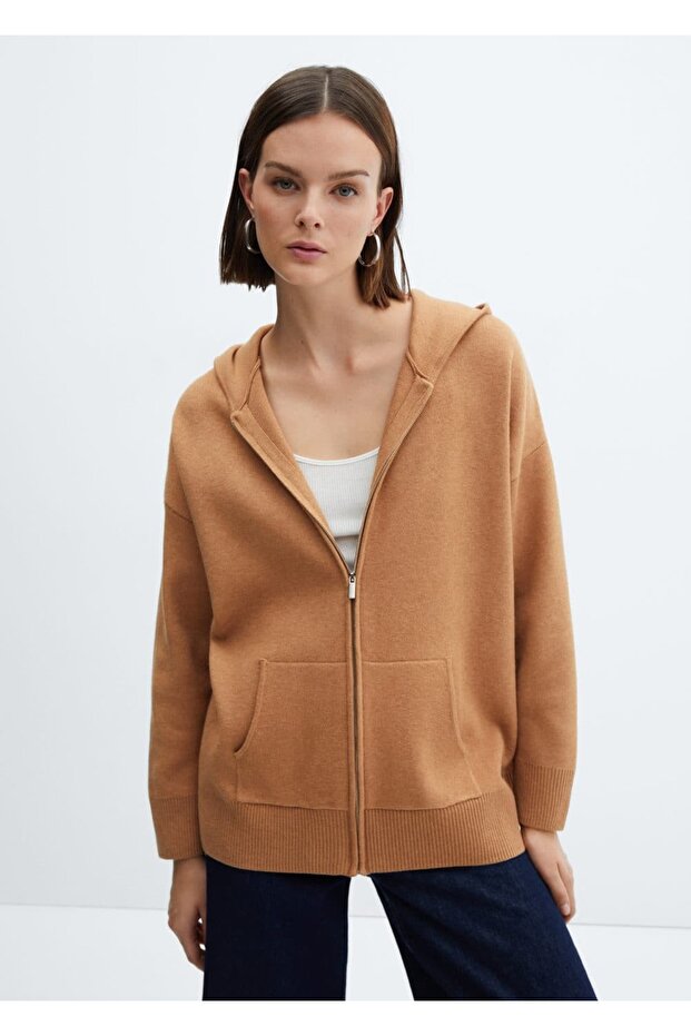 Fermuarlı örgü sweatshirt - 1