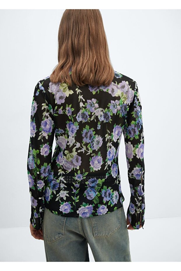 Yarı transparan desenli gömlek - 4