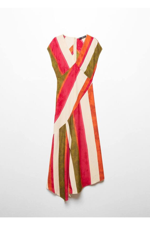 Cut-out Çizgili Elbise - 3