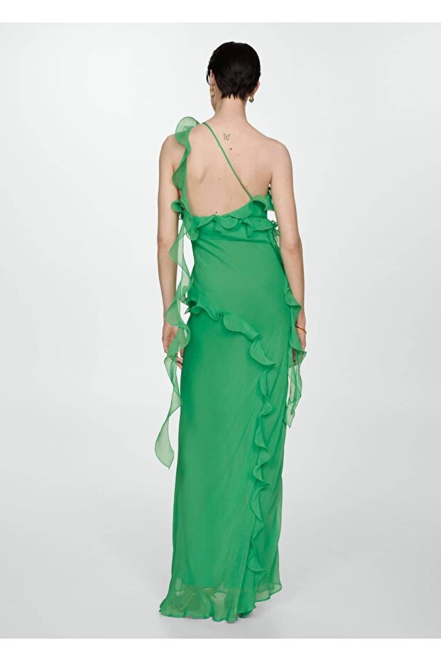 Volanlı asimetrik elbise - 4