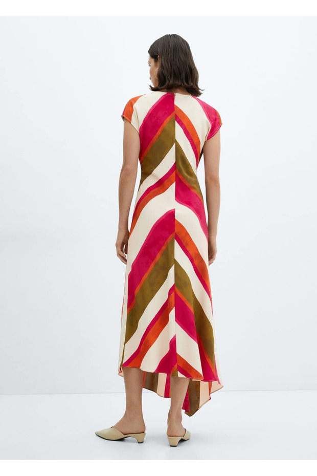 Cut-out Çizgili Elbise - 4