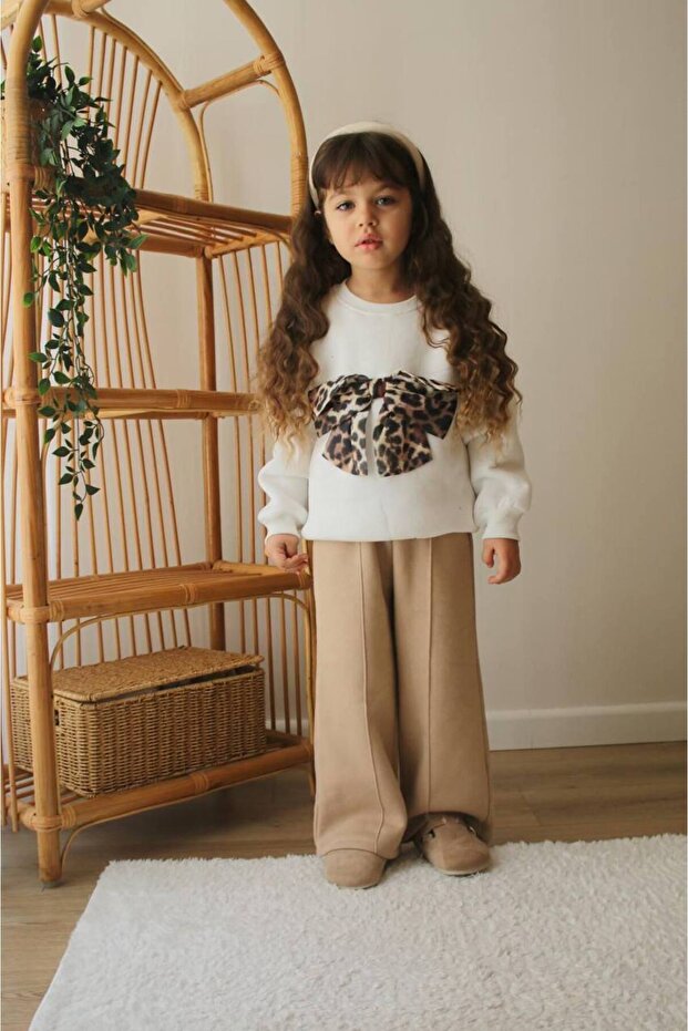 Girl's Leopard Bow Bottom-Top Set - Raised