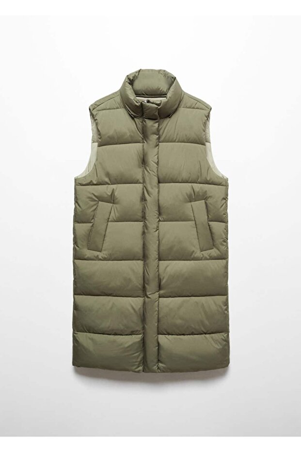 Kapüşonlu kapitone yelek - 5