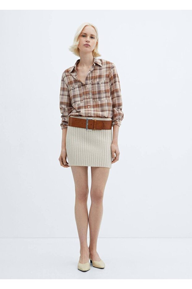 Göğsü cepli kareli gömlek - 2