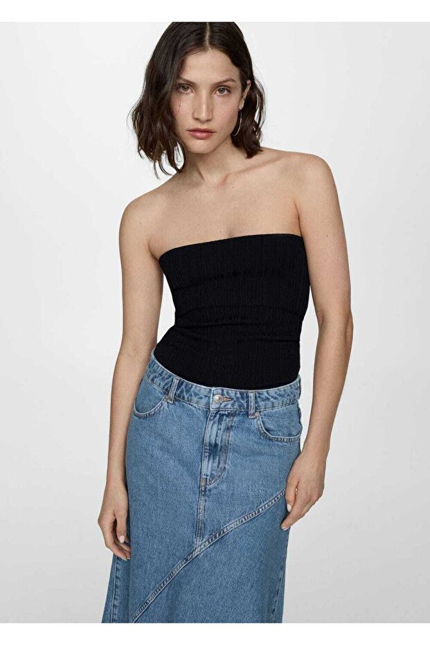 Asimetrik denim etek - 8