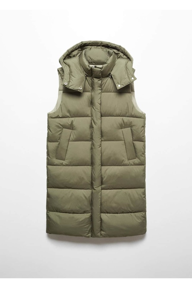 Kapüşonlu kapitone yelek - 3