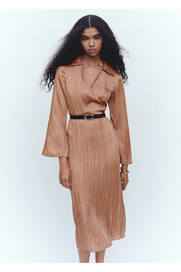 Saten Gömlek Elbise - 7