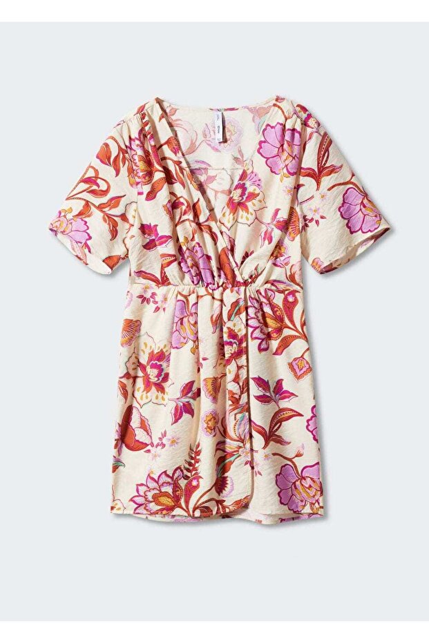 Desenli Kısa Anvelop Elbise - 3