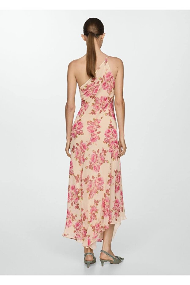 Çiçekli asimetrik elbise - 4