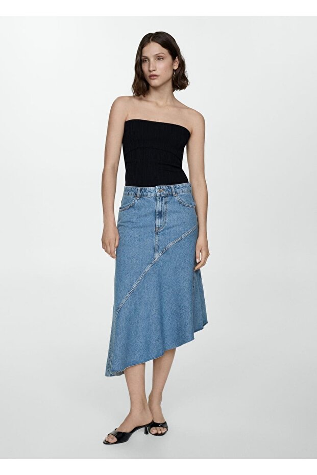 Asimetrik denim etek - 2