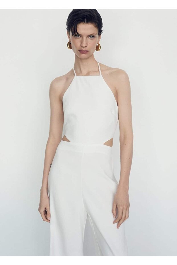 Delikli halter yaka tulum - 1