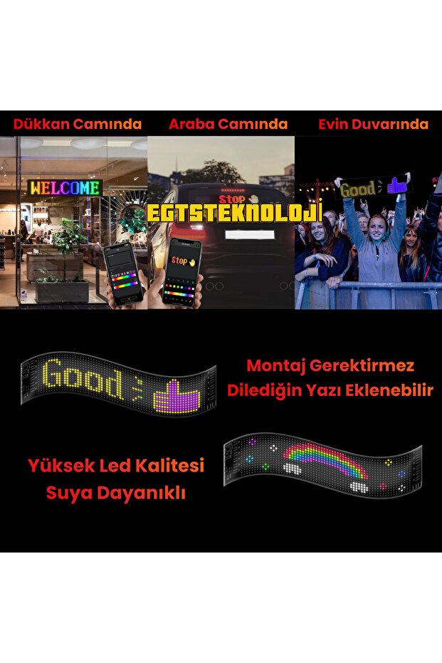 Kişiselleştirilebilir Matrix Car LED Ekran (37x9cm) - 2