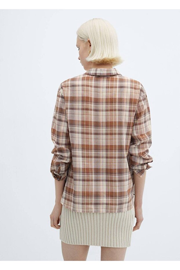 Göğsü cepli kareli gömlek - 4