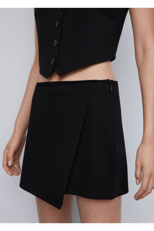 Dokuma çapraz mini etek - 5