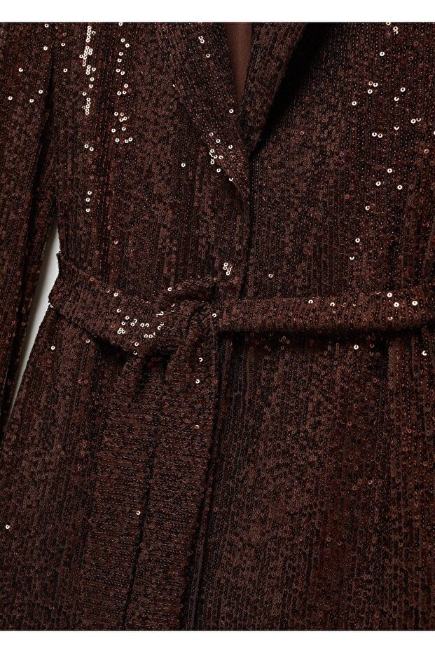 Kemerli Pullu Blazer Ceket - 8