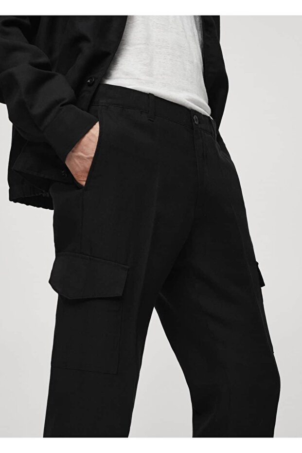 Linen Blended Cargo Pants - 8