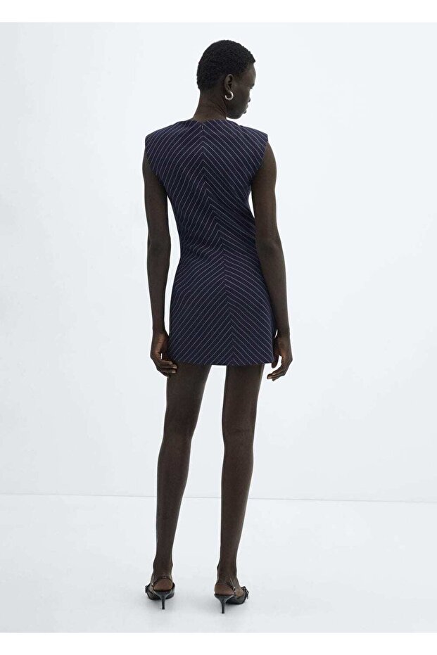 Çizgili Kısa Elbise - 4